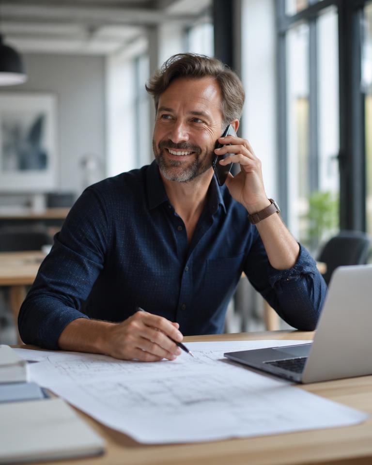 Mark, Project Director, on a client call